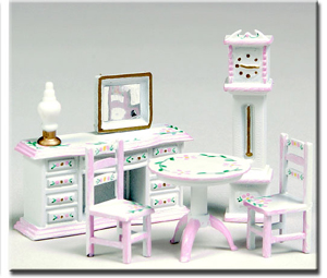 1/4 WHITE/PINK PARLOR SET