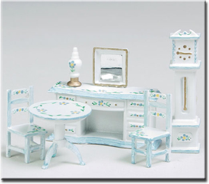 1/4 WHITE/BLUE PARLOR SET