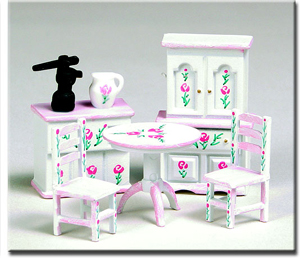 1/4 WHITE/PINK DINETTE SET