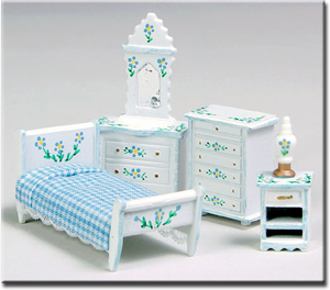 1/4 WHITE/BLUE BEDROOM SET