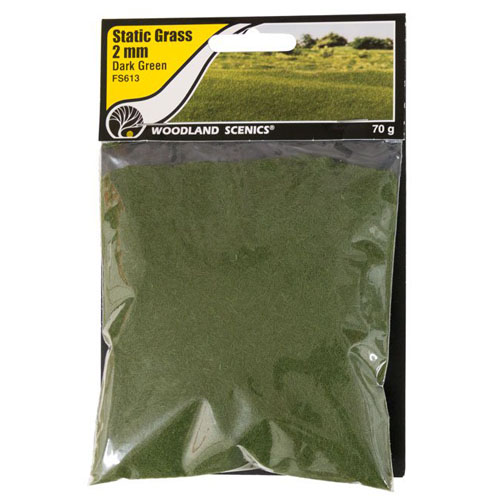 6mm loose dark green static grass, tufts, pathways, weeds