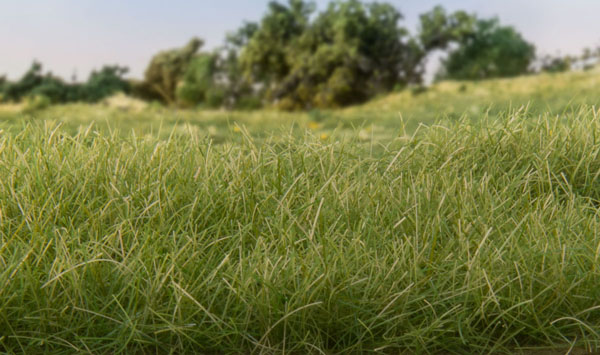 2mm loose medium green static grass, tufts, pathways, weeds