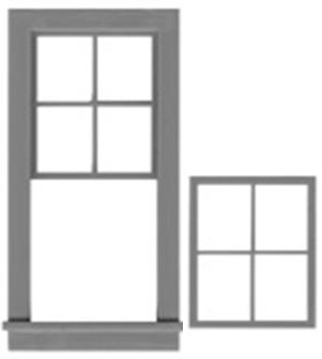 O-SCALE 4/4 DOUBLE HUNG WINDOW/6 PCS.