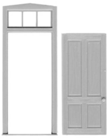 O-SCALE 4-PANEL SOLID DOOR/2 DOORS