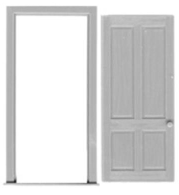 O-SCALE 4-PANEL SOLID DOOR-NO TRANSOM/2 DOORS
