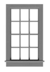 O-SCALE 6/6 DOUBLE HUNG WINDOWS/6PCS.