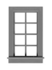 O-SCALE 4/4 DOUBLE HUNG WINDOW/6 PCS.