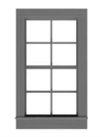 O-SCALE 4/4 DOUBLE HUNG WINDOW/6 PCS.