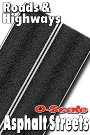 O-SCALE BLACK ASPHALT ROAD - WHITE CENTERLINE