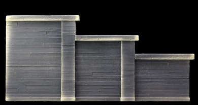O-SCALE PENN OHIO CONCRETE STEPPED RETAINING WALL-RIGHT