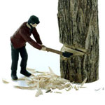 O-SCALE 'FELLER' CUTTING DOWN A TREE