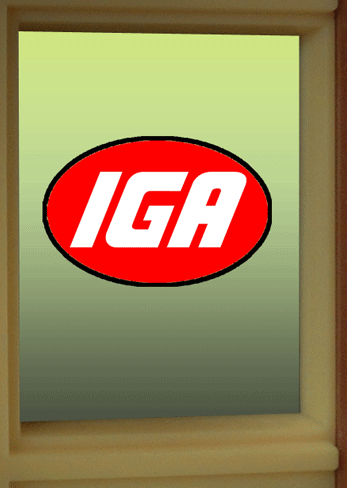 HO/O-SCALE IGA WINDOW SIGN