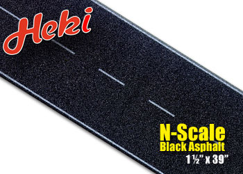 N-SCALE BLACK ASPHALT HIGHWAY WITH PASSING LINES