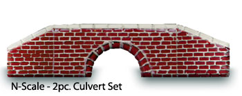 N-SCALE RED BRICK CULVERTS/2pcs.