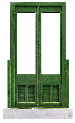 O-SCALE DOUBLE PANEL WINDOW SHOP DOOR WITH STOOP